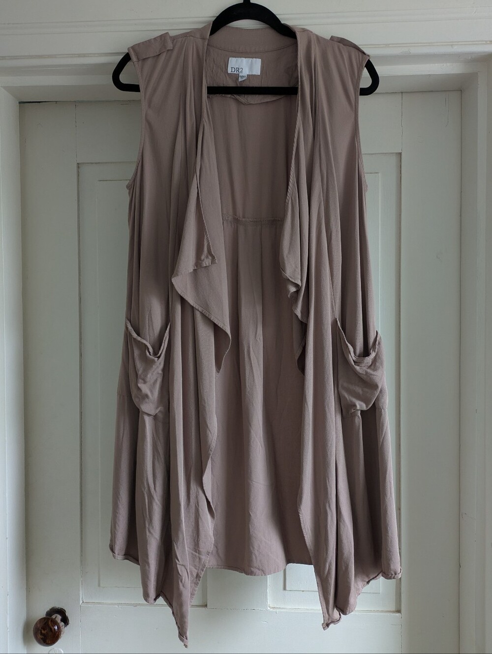 DR2 Taupe Duster/Vest w/ Waterfall Front- S